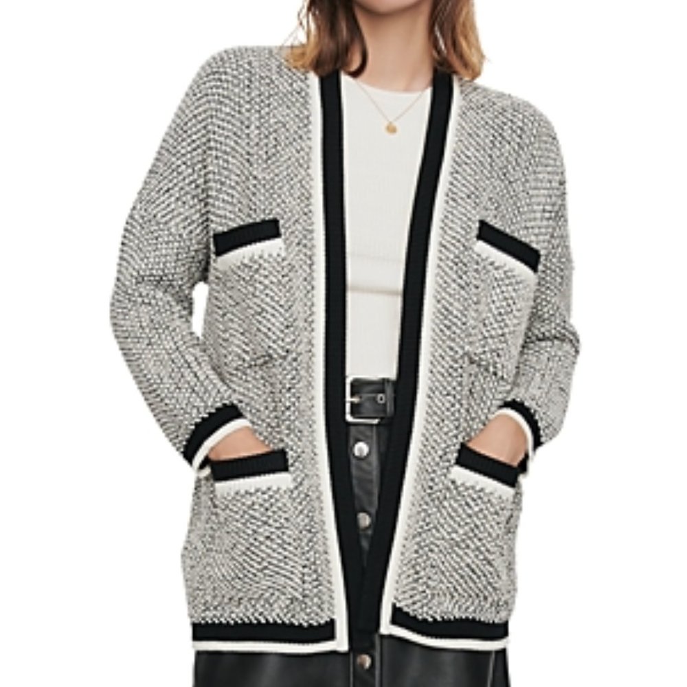 SOLD! Maje | Magda Four-pocket Cardigan In Black - Picture 1 of 5